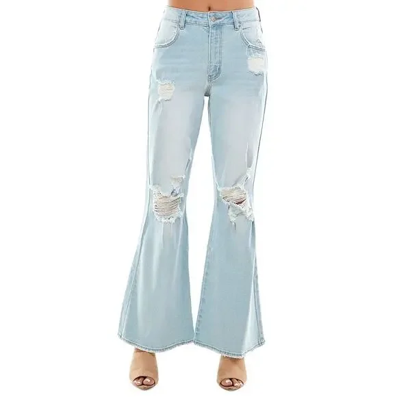 Almost Famous Destressed High Rise 90s Flare Jeans, sz 5 $44 - Picture 2 of 10